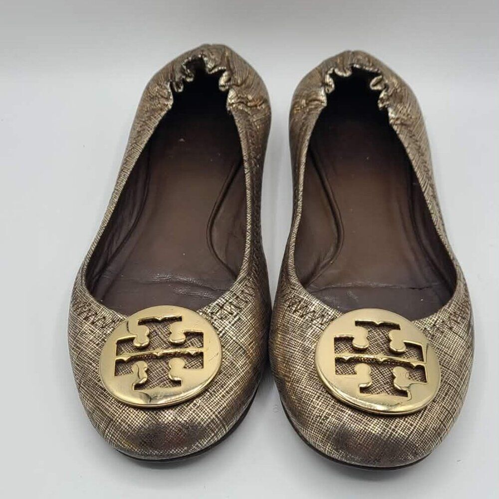 Tory Burch Reva Rare Metallic Ballet Flats size 7 1/2